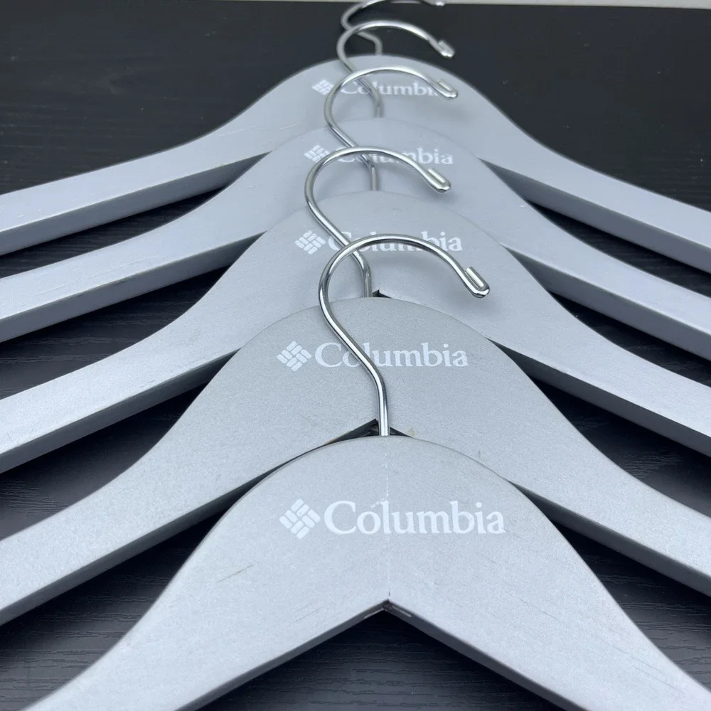 Columbia Sportswear Company Wooden Clothes Hangers Gray Set of 5